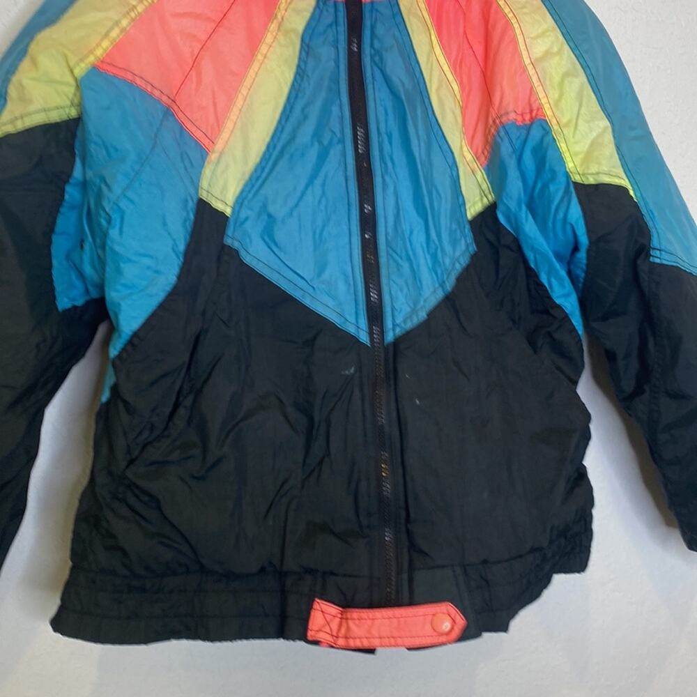 Otello Pelle Vintage Men’s 1980’s Ski Jacket Sz S Nylon Zipper Nylon Neon Black - Picture 3 of 16